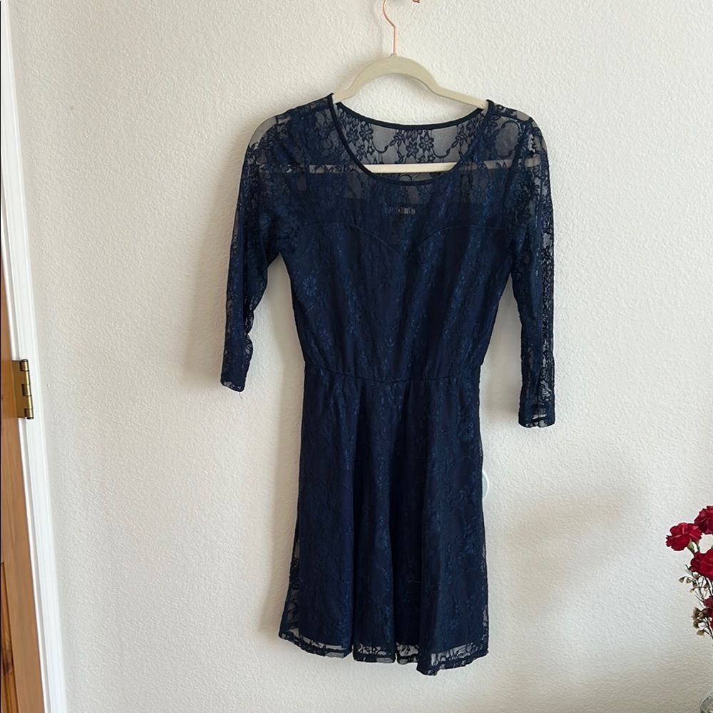 Elegant Navy Lace Dress